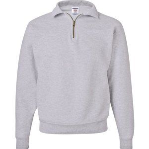 Jerzees Adult Super Sweats NuBlend Fleece Quarter Zip Pullover-4528-Ash